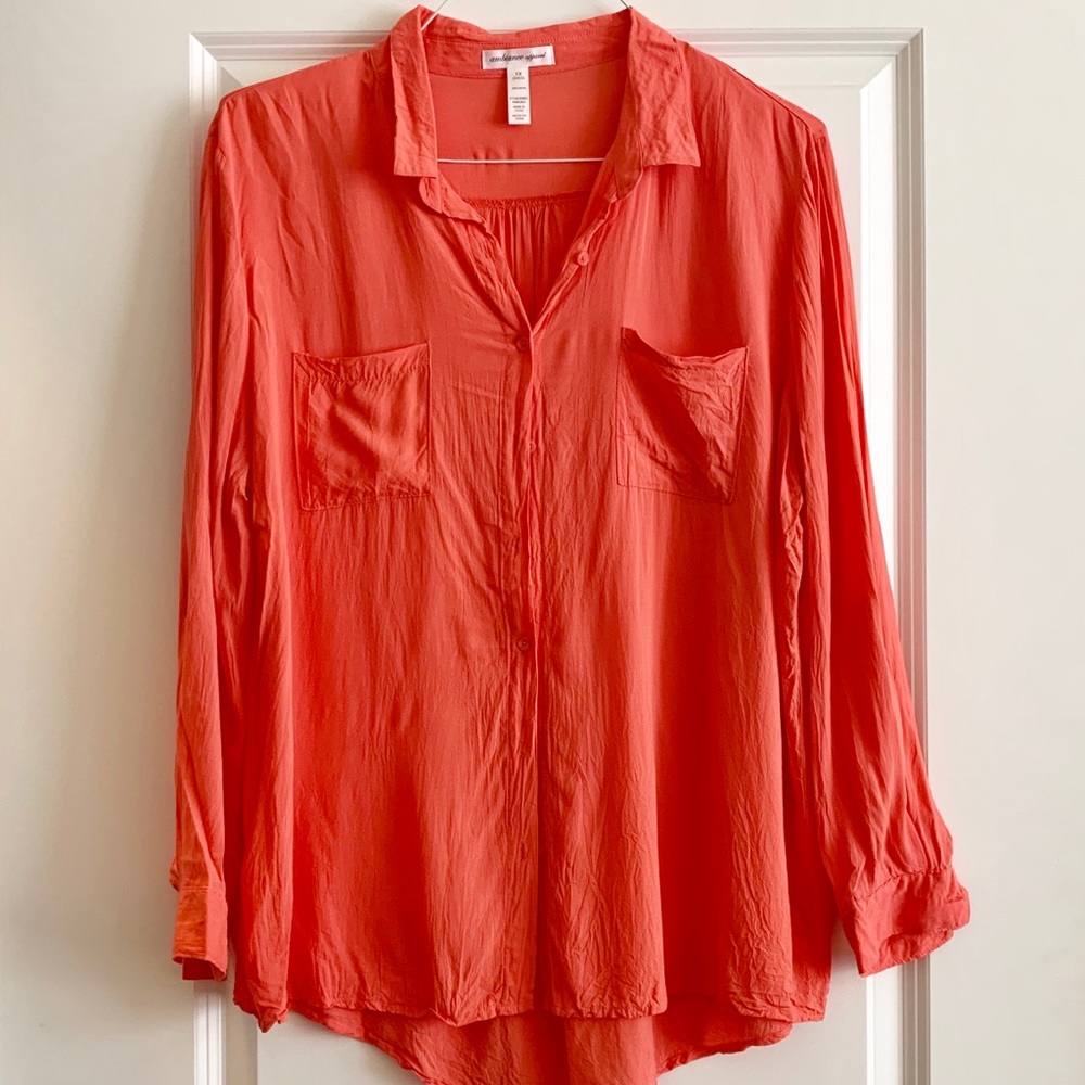 Coral Button Down